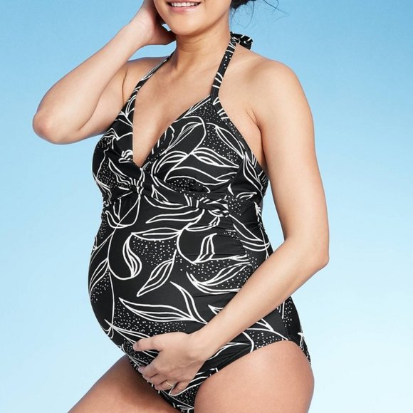 Isabel Maternity by Ingrid & Isabel Other - Black White Graphic Maternity One Piece Swimsuit